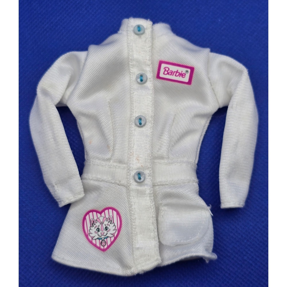 Vintage 1996 Barbie Pet Doctor White Lab Coat Veterinarian Doll Top Mattel 90s